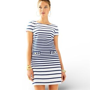 Lilly Pulitzer Layton Shift Dress in True Blue Ottoman Stripe Sz M